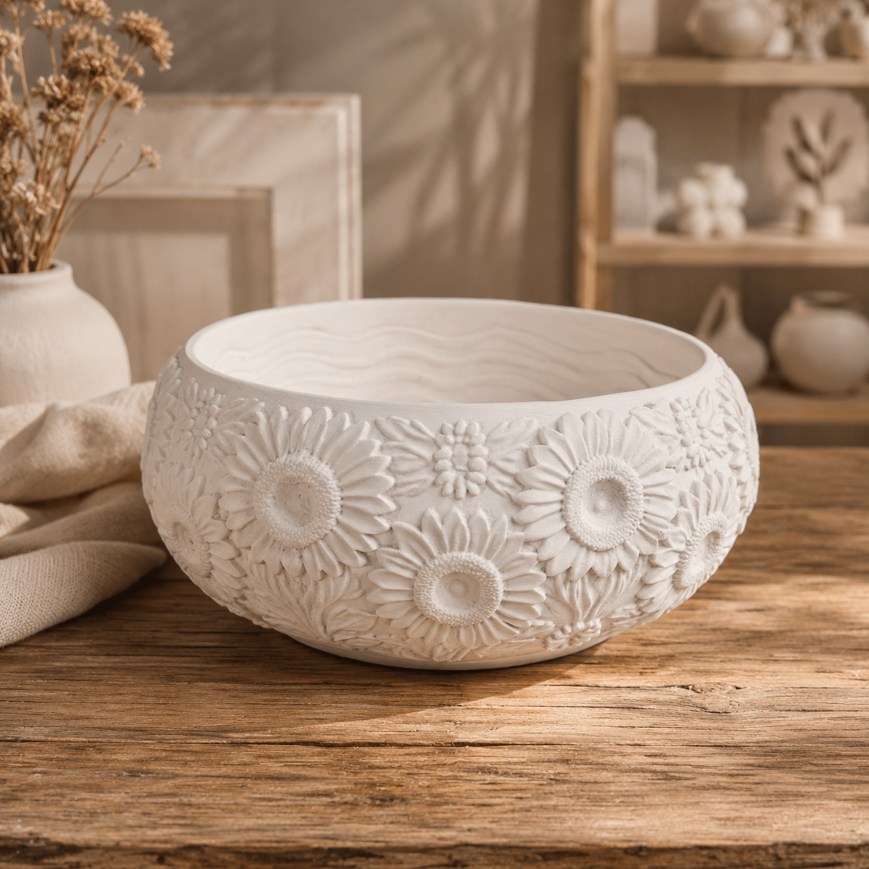 Ayçiçek Desenli Polyester Dekoratif Kase 37x18 cm