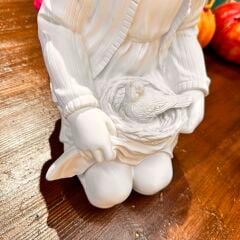 Kuşlu Kız Heykeli 40 cm – Boyanabilir Ham Polyester Obje