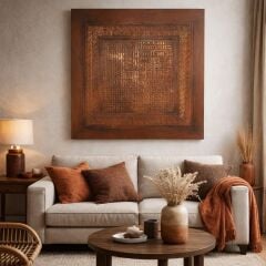 Kufi Ayetel Kürsi Tablo 80x80 TARÇIN Rölyef El Yapımı Duvar Dekoru