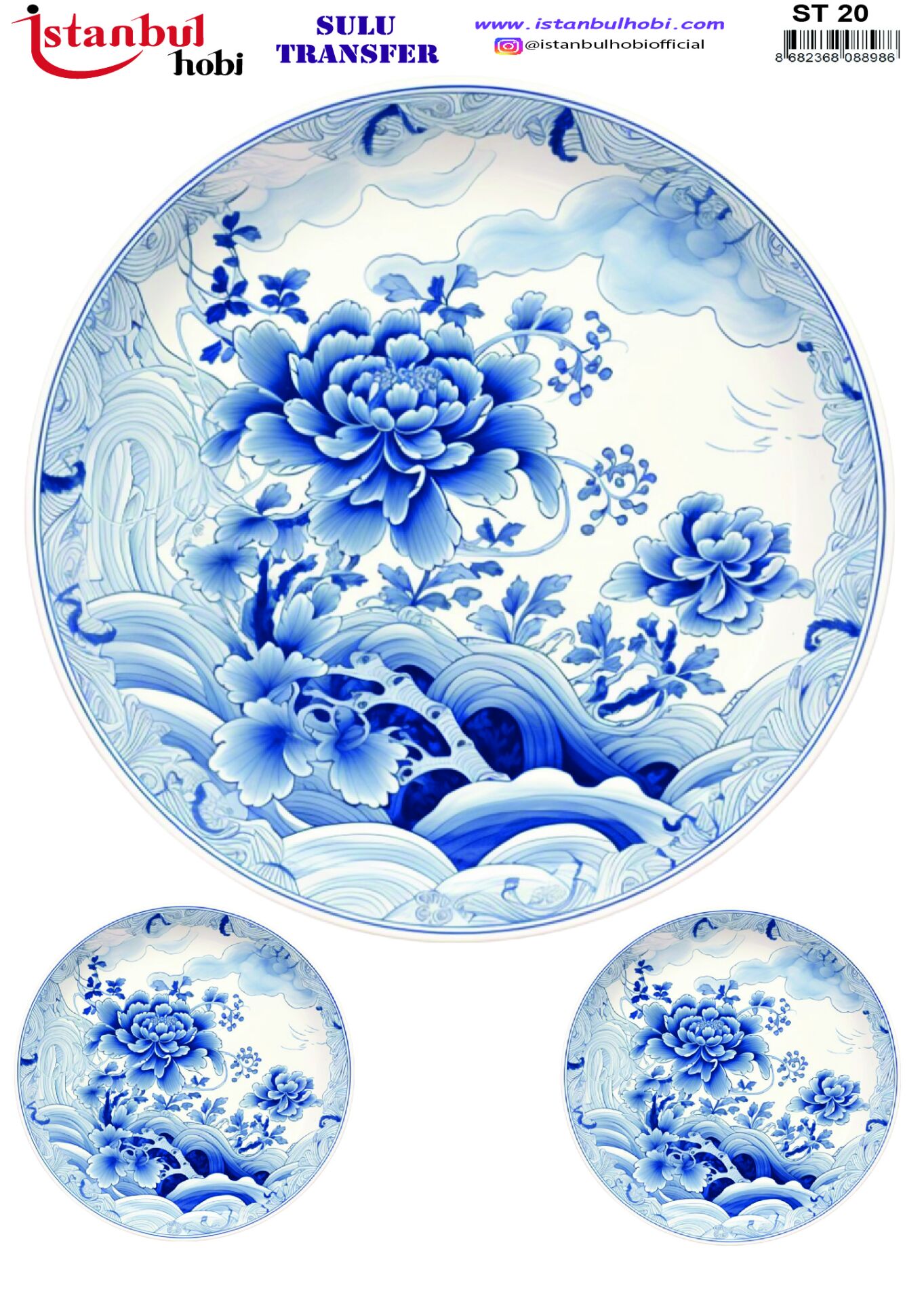 Sulu Transfer IST 20   25x35cm mavi çiçek