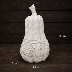Oymalı Desenli Polyester Kabak Obje 36 cm – Boyanabilir Sonbahar Dekoru