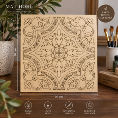 Lazer Desenli Mandala MDF Plaka 30x30 cm