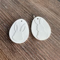 Tavşan Dekorlu Etiket oval İkili