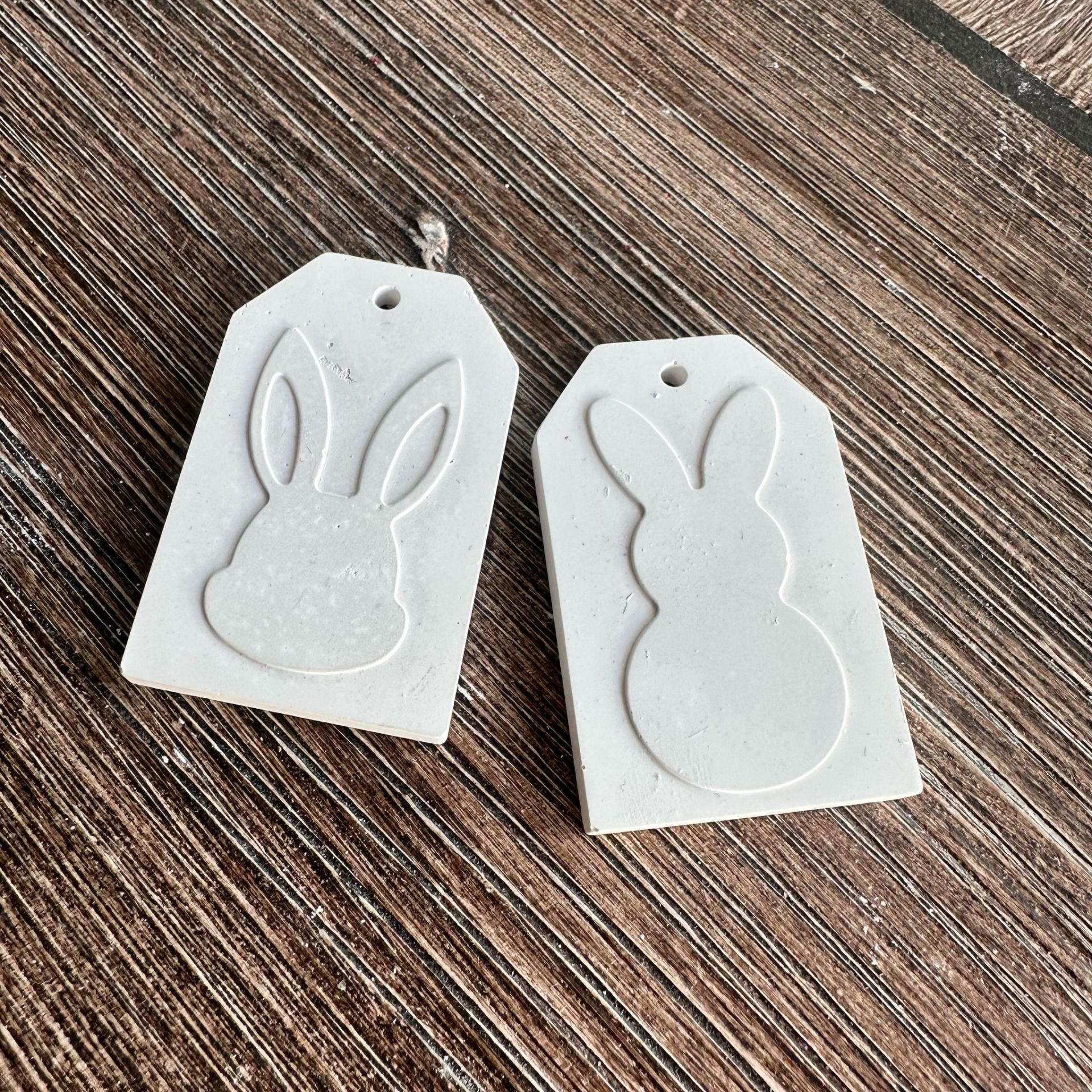 Tavşan Dekorlu Etiket Dikdörtgen İkili