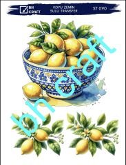 Sulu Transfer KOYU ZEMİN St 90 25x35cm Limon desen
