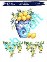 Sulu Transfer KOYU ZEMİN St 95 25x35cm Limon desen