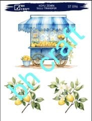 Sulu Transfer KOYU ZEMİN St 96 25x35cm Limon desen