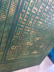 Kufi Ayetel Kürsi Tablo Küf Yeşili Bronz Efekt 100x70 cm