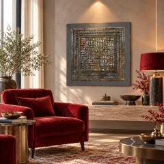 Ayetel Kürsi Kufi Tablo Gri 80x80 cm – Modern Kufi Yazı Tablo