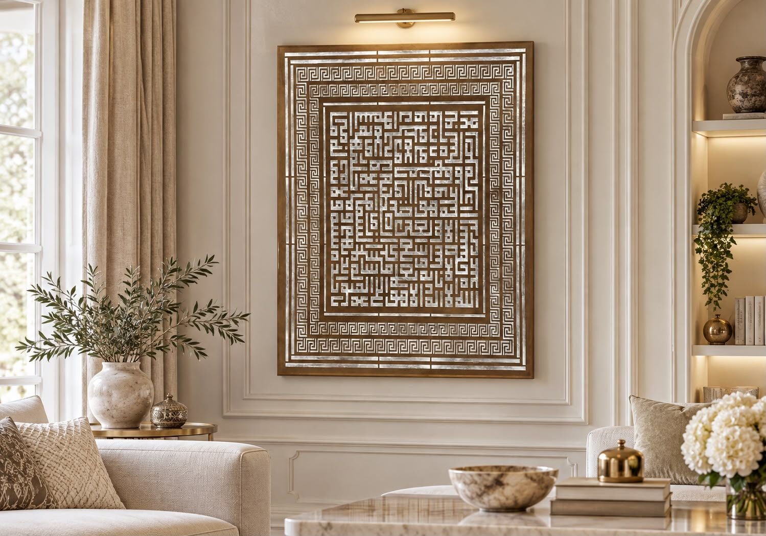 Ayetel Kürsi Kufi Tablo ÇAKILTAŞI BOHEM 100X70 cm – Modern Kufi Yazı Tablo