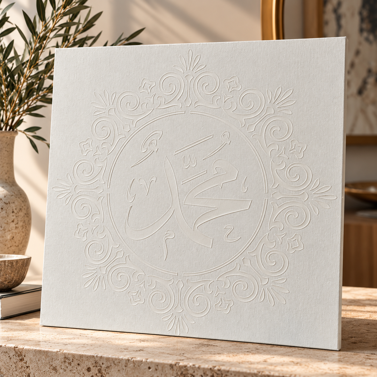 Muhammed Lafzı Hazır Rölyef Baskılı Tuval – 50x50 cm