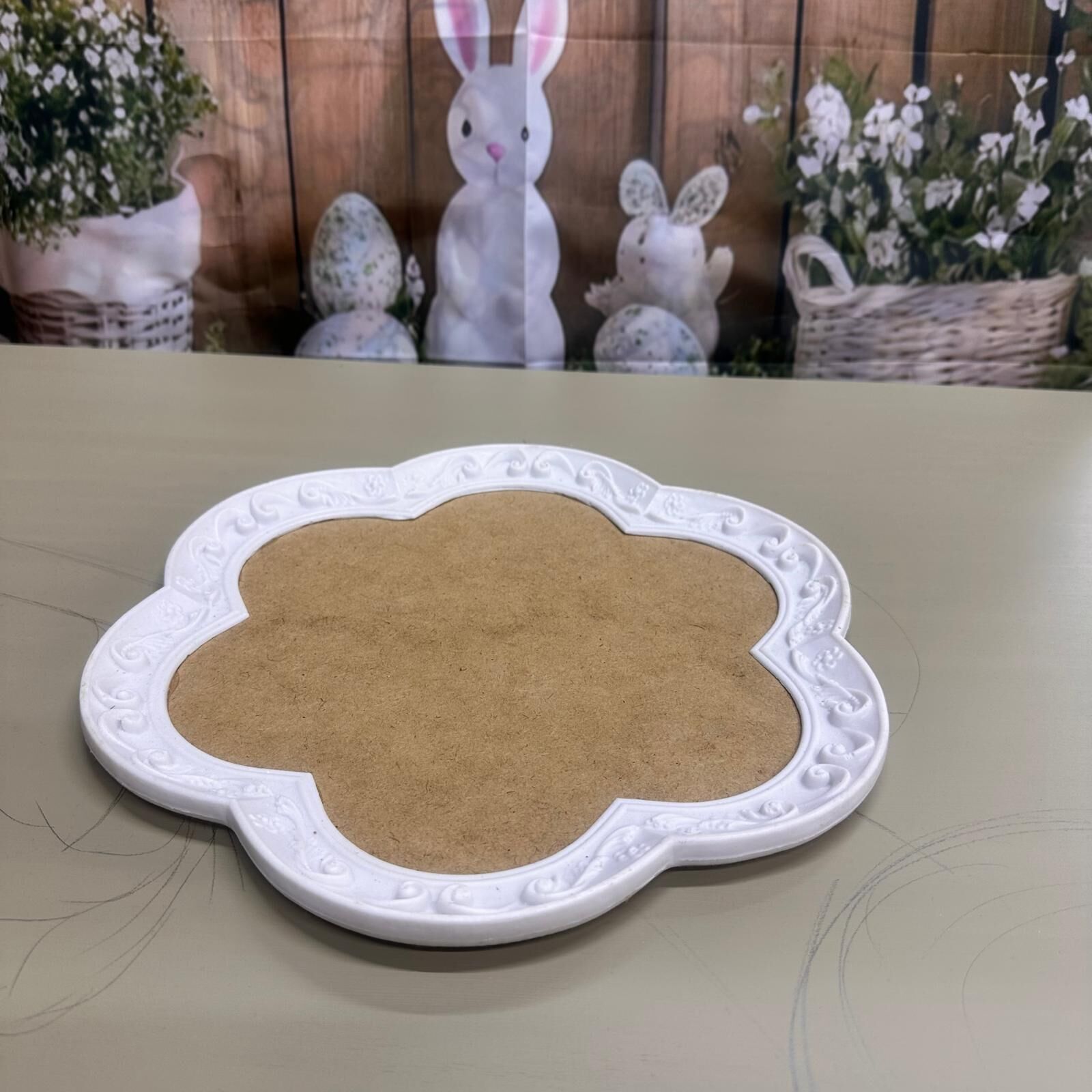 Ham Polyester Kenarlı Ahşap Tepsi – Boyanabilir Mini Sunum Tepsisi