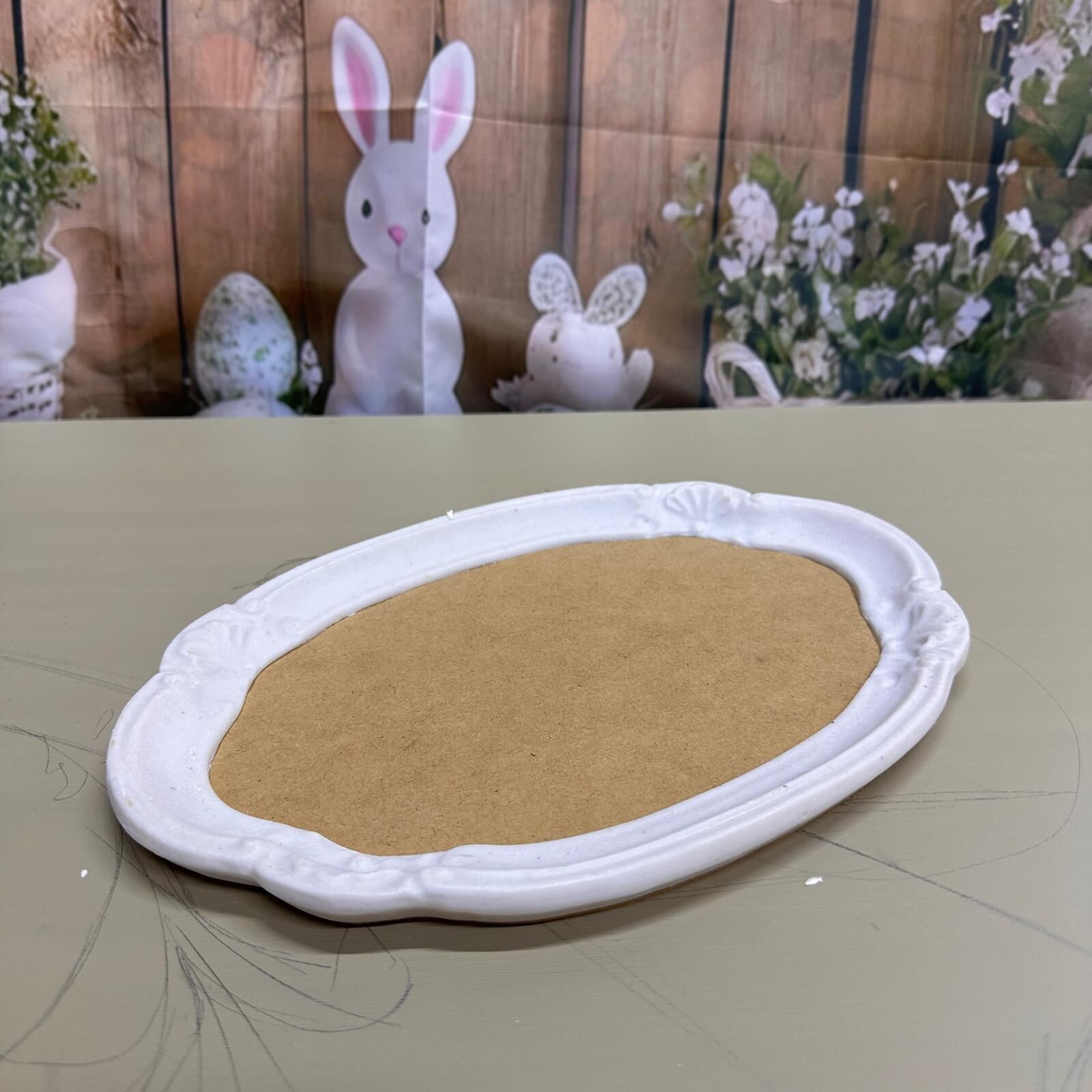 Ham Polyester Kenarlı Ahşap Tepsi – Boyanabilir Mini Sunum Tepsisi