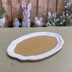 Ham Polyester Kenarlı Ahşap Tepsi – Boyanabilir Mini Sunum Tepsisi